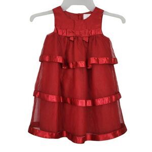 Gymboree‎ Red Tiered Ruffle Tulle Maxi Dress Toddler Girls Sz 2T Party Christmas